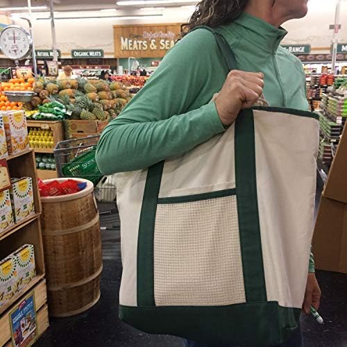 Simple Ecology Reusable Grocery Shopping 8 Bag Gift or Starter Set, Washable, Durable, Organic Cotton, Natural with Red - Image 2