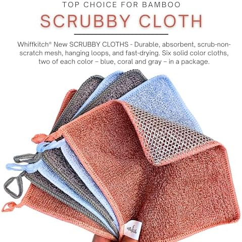 Whiffkitch Scrubbing Dishcloths 2ply Mesh Scrub Reusable Dishrag 6pk 6x7in - Image 2