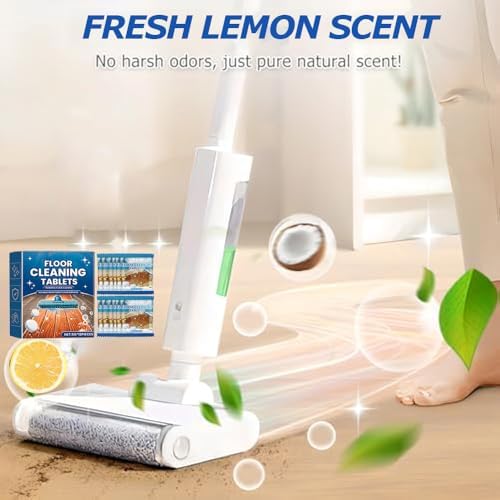Effervescent Floor Cleaning Tablets, Floor Cleaner Tablets, Floor Cleaning Solution for Mopping, Hardwood, Tile and Vinyl Floors, Quick Dry, No Residue, Fresh Lemon Scent (1Box/12Tablets) - Image 7