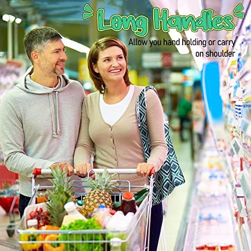 Shappy 34 Pcs Reusable Floral Grocery Bags Foldable Nylon Tote Bags Washable Shopping Bags Extra Large Cute Flower Reusable Bags with Attached Pouch for Women Grocery Shopping Supplies - Image 7