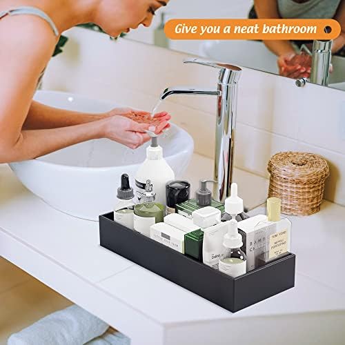 Black Bamboo Drawer Organizer - Silverware&Utensil Holder Organizer for Kitchen Drawers, Multi-Use Drawer Dividers Boxes for Bathroom Counter，Cabinet, Garage, Office Desk, Makeup, Jewelry (15"6"2.5") - Image 3