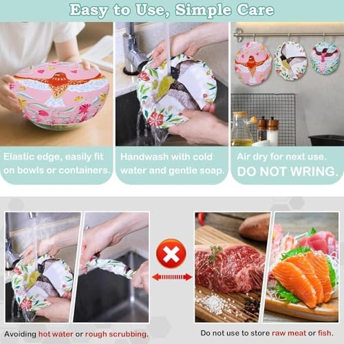 5Pcs Reusable Beeswax Elastic Bowl Covers for Bread Proofing and Food Cover - Image 6