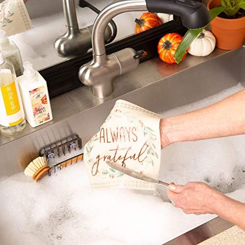 DII Swedish Dishcloths for Kitchen & Cleaning, Reusable, Machine Washable & Dishwasher Safe, Biodegradable, 7.75 x 6.75, Always Grateful, 3 Piece - Image 4