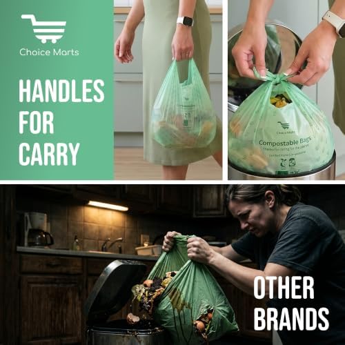 50 Home Compostable Trash Bags 1.6 Gallon Easy Tie Handles - Image 4