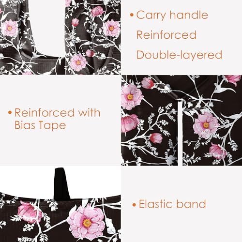 BeeGreen Floral Reusable Grocery Bags Bulk 6 Packs X-Large50LBS, Reusable Shopping Bags Foldable for Groceries, Vegetables, Fruits Bulk Tote Bags Washable For Women Men - Image 6