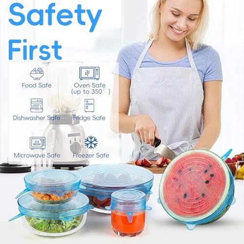 12PCS Silicone Stretch Lids for Food Storage, 6 Specifications of Reusable Silicone Bowl Cover, Suitable for Various Food Containers, High and Low Temperature Scenarios (Microwave Ovens, Freezers) - Image 6