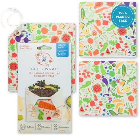 Bee's Wrap Beeswax Food Wraps, 2 Medium & Sandwich Pack - Garden Party by BeesWrap