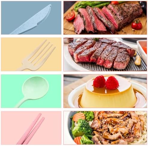 4 Sets Reusable Utensils Set with Case,Camping Cutlery Set Travel Silverware Set with Case Lunch Utensils Set for Work,Utensil Sets for Lunch Picnic Daily Use Outdoor (COLOR A) - Image 5