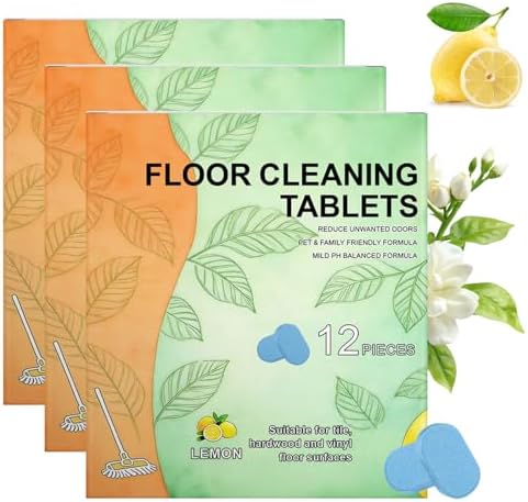 36pcs Floor Cleaner Tablets Hard Floor Cleaner Tablets, Pre-Measured Dissolvable Cleaning Solution for Tile, Hardwood, Fresh Lemon Scent, Compatible with Robot Mops & Wet/Dry Vacuums by Unknown