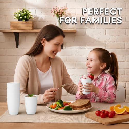 Wrova Wheat Straw Cups Set of 6 Good Alternative to Plastic Cups Reusable 12 oz Unbreakable Drinking Cup Reusable Dishwasher Safe Water Plastic Kitchen Glasses - White - Image 5