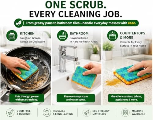Reusable Dish Scrubbers (4 Pack) – Odor-Free Sponge Alternative, Non-Scratch Kitchen Scrubber for Dishes, Pots & Pans – Long-Lasting, Eco-Friendly Cleaning Pads - Image 3