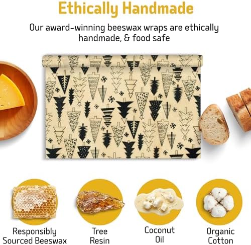 SuperBee Beeswax Wrap Roll XL 35x13" Reusable Food Wrap Holiday Print - Image 4
