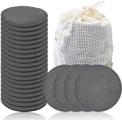 24 Packs Bamboo Charcoal Reusable Cotton Rounds for Face by Enjoyyourlife