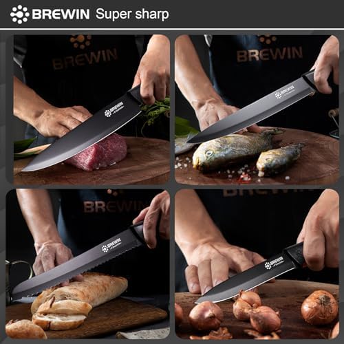Knife Set, Brewin Kitchen Knife Set, Knives Set for Kitchen, Universal Knife Block, Utility Knife Block Set, New Home Essentials, Apartment Essentials, Camping Essentials, RV Essentials - Image 6
