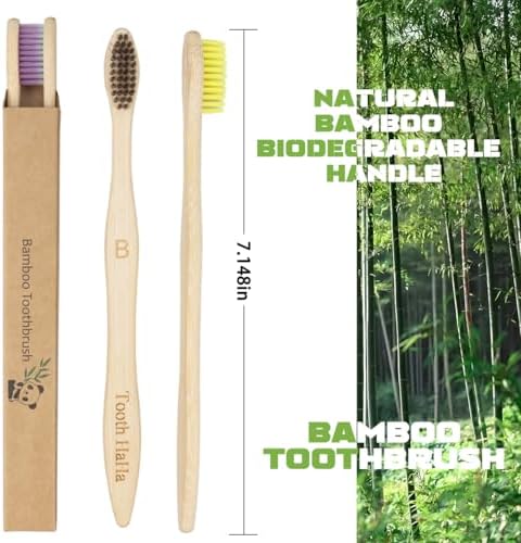 Bamboo Toothbrushes 10 Pack, Biodegradable BPA-Free Soft Bristles Toothbrushes for Adult, Eco-Friendly, Natural Wooden Organic Toothbrush Pack - Image 6