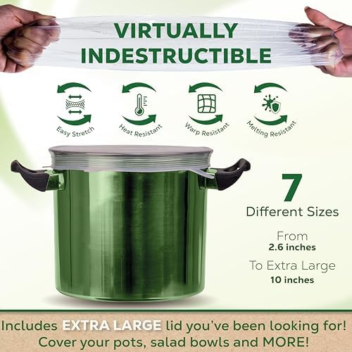 unwasted Reusable Silicone Lids (Variety Pack) – Upgrade Your Kitchen Gadgets with Our Covers for Food Storage – Reusable Silicone Stretch Lids and Food Covers for Containers (Pack of 7) - Image 6
