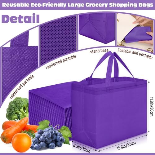Windyun Reusable Grocery Bags Non Woven with Handles - Image 2