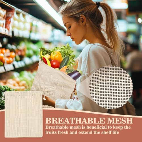 MAQIHAN Reusable Cotton Mesh Produce Bags - 6 Pack Mesh Storage Produce Bag - Image 5