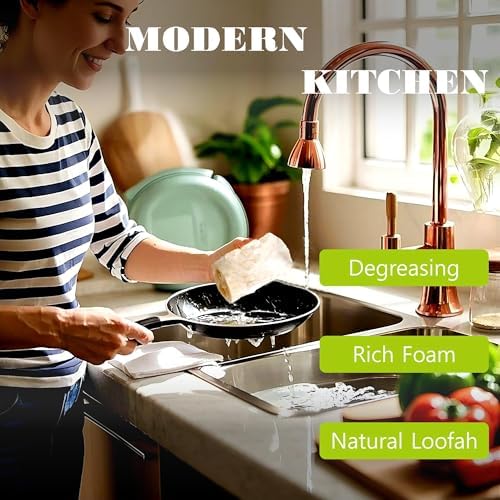 Natural Loofah, Dish Sponge Brush Kitchen Gadgets Plant Fibers for Home and Kitchen Cleaning Supplies Exfoliating Body Scrubber Face Washcloth Loofah for Women Men - Image 4