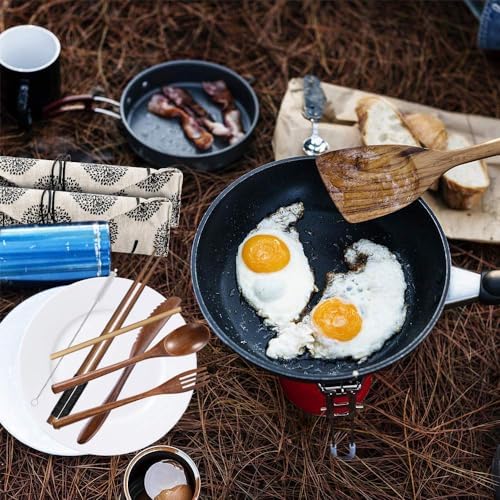 Wooden Utensil Flatware Set Reusable Utensils Travel Cutlery Set for Eating with Case, 10 Pcs Wooden Spoon and Fork Set Bamboo Flatware Set with Wooden Knife, Fork, Spoon, Chopsticks, Straws and Brush - Image 6