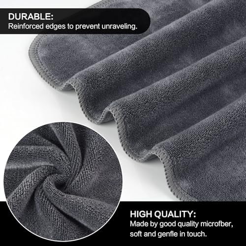 SINLAND Microfiber Facial Cloths Fast Drying Washcloth 12inch x 12inch Grey 12 Pack … - Image 3