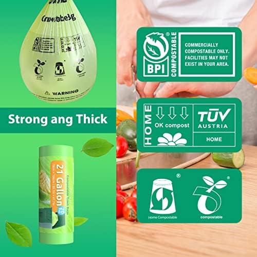 GreFusion Compostable Trash Bags 21 gallon,20 Count,Extra Thick 1.28 Mills,Fits13-25 gallon trash can, Extra Strong and thick,Compostable Lawn & Leaf Yard Waste bags,ASTM D6400,Bpi Certified - Image 6
