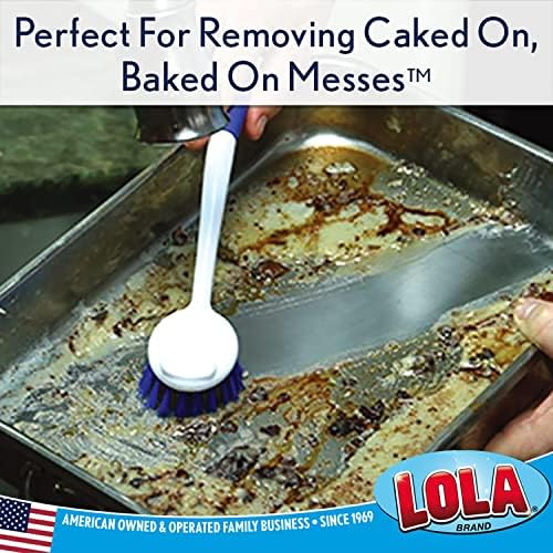 LOLA Pro Pot N' Pan Brush, 36 Pack, Abrasive Cleaning, Poly & Brass Wire Bristles, Comfort Rubber Grip, Use for Caked-On & Baked-On Messes - Image 5