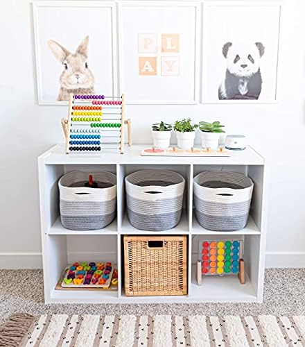 OrganiHaus Cotton Rope Baskets for Shelves, Set of 3, 15x9x10 - Image 4