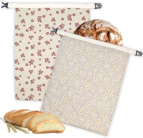 2 Pack Beeswax Bread Bags for Homemade Bread with Zipper, Large 13x17'' Reusable Beeswax Sourdough Bread Storage Bag, Keep Loaves Fresh Longer, Freezer Safe & Airtight, Natural, Zero Waste by BYTTME