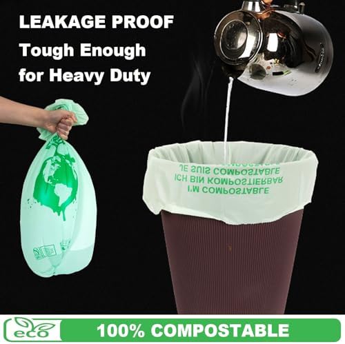Handle Tie Compostable Food Scrap Bags For Counter Top Compost Bin, Small Compost Bags, 100 Count, 10 Liter Small Kitchen Food Scrap Waste Bags for Compost - Image 3