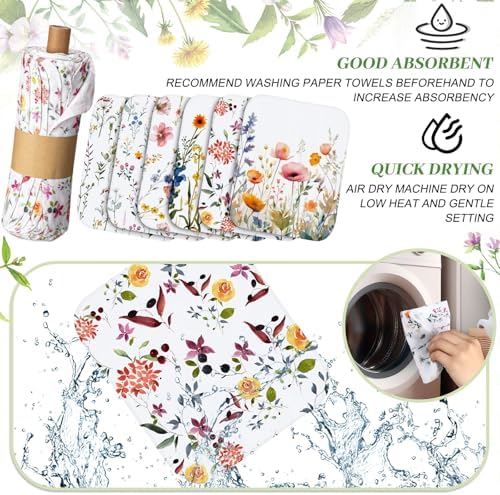60 Pack Reusable Kitchen Cloths Cotton Towels, Wildflowers - Image 5
