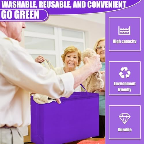 Windyun Reusable Grocery Bags Large Non Woven Shopping Bags with Handles Foldable Portable Tote, 16x6x12 Inch - Image 5