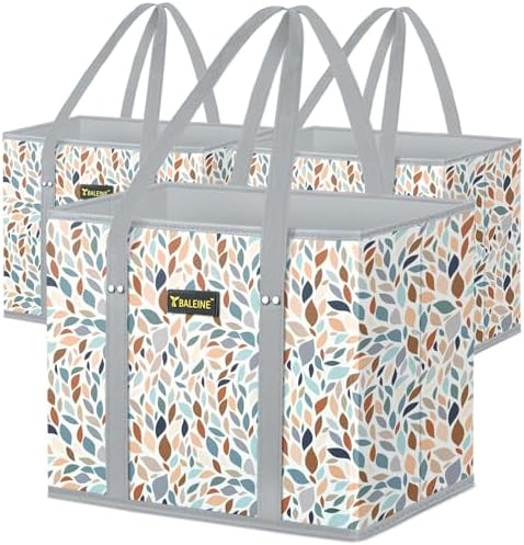 BALEINE 3PK Reusable Grocery Bags, Heavy Duty Shopping Tote Bag by BALEINE