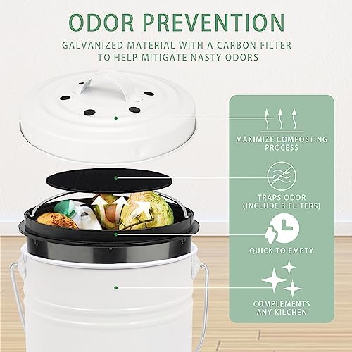 MUMTOP Compost Bin for Kitchen Countertop,1.3 Gal Metal Compost Container - Image 2