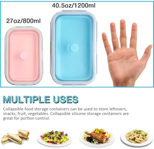 Collapsible Silicone Food Storage Container 4 Pack(40.5 Oz) - Image 4