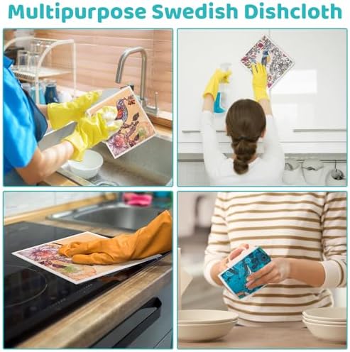 6 Pack Swedish Dishcloths for Kitchen, Absorbent Retro Bird Dish Cloths - Image 6