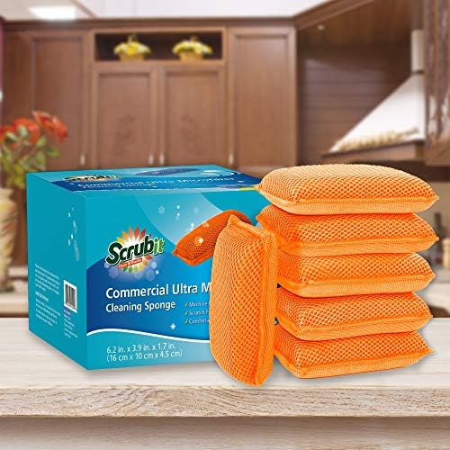 Miracle Microfiber Kitchen Sponge by Scrub-It - Non-Scratch Heavy Duty Dishwashing Cleaning sponges- Machine Washable- (Orange) - Image 7