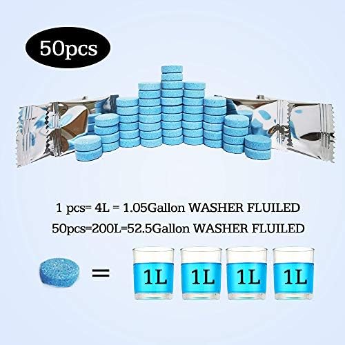 DOKIKO 50 Pcs Car Windshield Washer Fluid concentrate Tablets,Windshield Wiper Fluid,1 Pack Makes 52.5 Gallons,1 Piece Makes 1.05 Gallons(Winter: Use With De-icer or Methanol) - Image 4