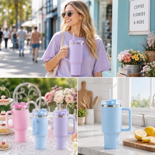 Replacement Straw Compatible with 40 oz Stanley Quencher Tumbler, 12 Inch Extra Long Reusable Plastic Straws for 40 Oz Cup, Purple-6 Pack - Image 7