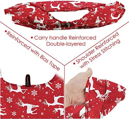 BeeGreen Christmas Reusable Grocery Bags 10 Pack Reusable Shopping Bags Bulk Christmas Gifts Tote Bags with Zipper Storage Pouch Elastic Band Foldable-Machine Washable - Image 4