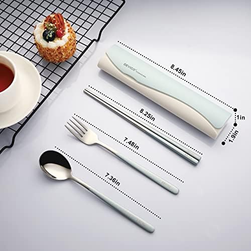 DEVICO Travel Utensils with Case, 4 Piece Portable Silverware Set for Work - Image 2