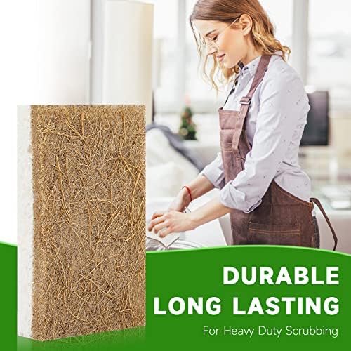 10 Pack Biodegradable Natural Sponges Kitchen - Compostable Cellulose and Coconut Walnut Scrubber Sponge - Eco Friendly Sponges for Dishes - Image 6