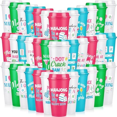 LemonRoad 36 Pcs Mahjong Cups with Lid 16 oz Mahjong Plastic Tumblers by Unknown