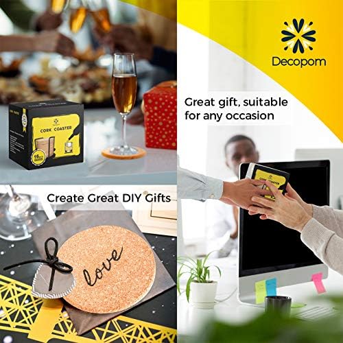 Cork Coasters for Drinks with Metal Holder - 16 Pcs Round 4 inch Drink Coaster Thick Absorbent Heat-Resistant Saucer - Used for Cold Hot Beverages Glasses Mugs Cups Plants Apartment Decor Bar Table - Image 5