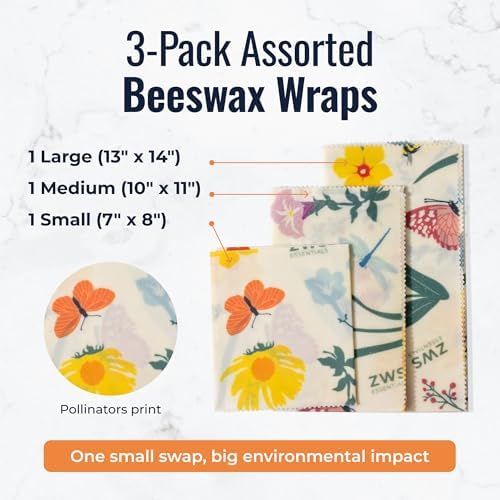 Beeswax Wraps, Cotton Food Storage Set, Pollinators - Image 4