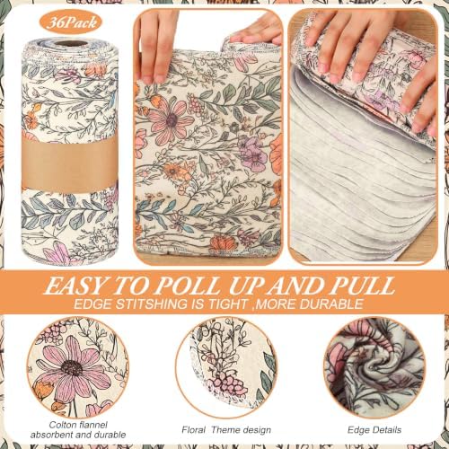 36 Pack Reusable Kitchen Cloths Cotton Towels, Cute Wildflower - Image 6