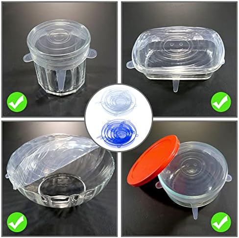 12 pcs Silicone Stretch lids set, 6 Sizes, Reusable Food Storage Covers ，Silicone Bowl Covers，Flexible to Fit All Shape of Containers，Food Cover to Keep Food Fresh (green,pink) - Image 5