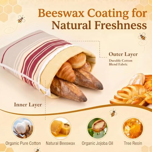 2 Pack XL Beeswax Bread Bags with Bowl Cover & Cleaning Sponge Set - Image 3