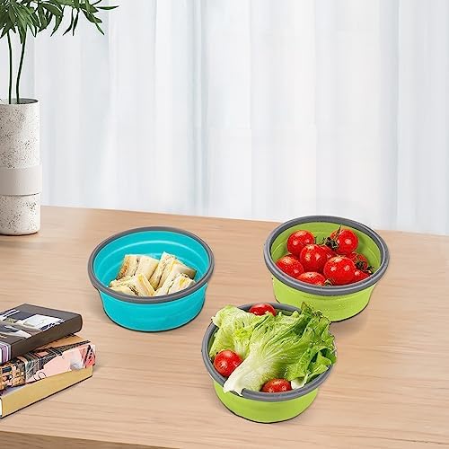2 Pcs Collapsible Bowls with Lids, Foldable Meal Prep Containers Reusable, Silicone Food Storage Containers, Camper Must Haves Rv Camping Accessories for Travel Trailers, Microwave and Freezer Safe - Image 7