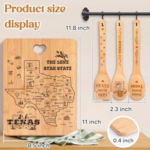 Texas Gifts Cutting Board Set, Texas Souvenirs, Texas Kitchen Decor with State Map Design, Charcuterie and Serving Board, Home Sweet Texas Theme Gifts for Texas Lovers. - Image 2